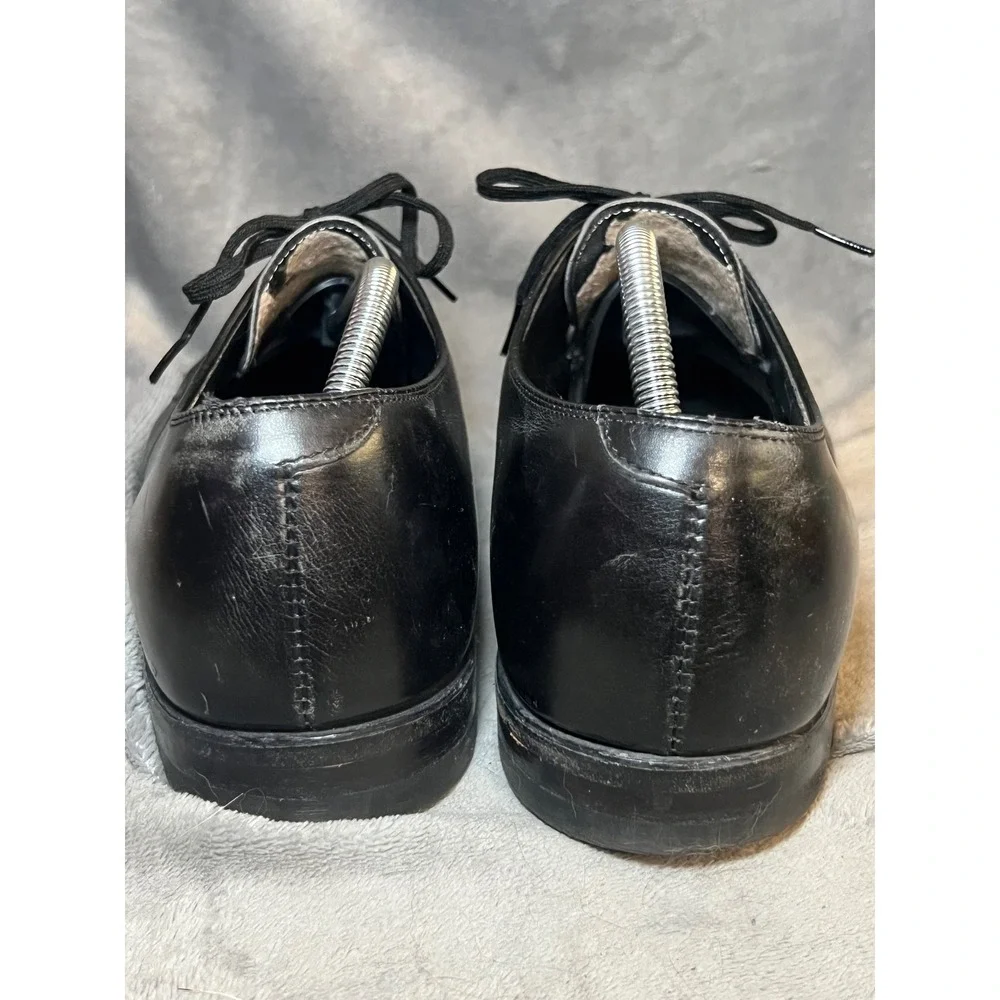 ET Wright Black Leather Split Toe Derby Dress Shoes 12 A/AAA Narrow Vintage